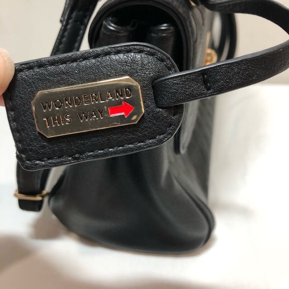 Disney Call it Spring Black Gold Purse Bag Wonderland This Way Hearts - Picture 10 of 16